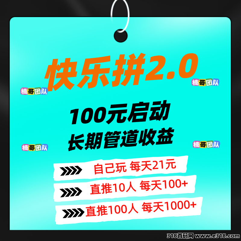 【快乐拼2.0版本】今晚正式上线，新增多版块收益，速度占位！