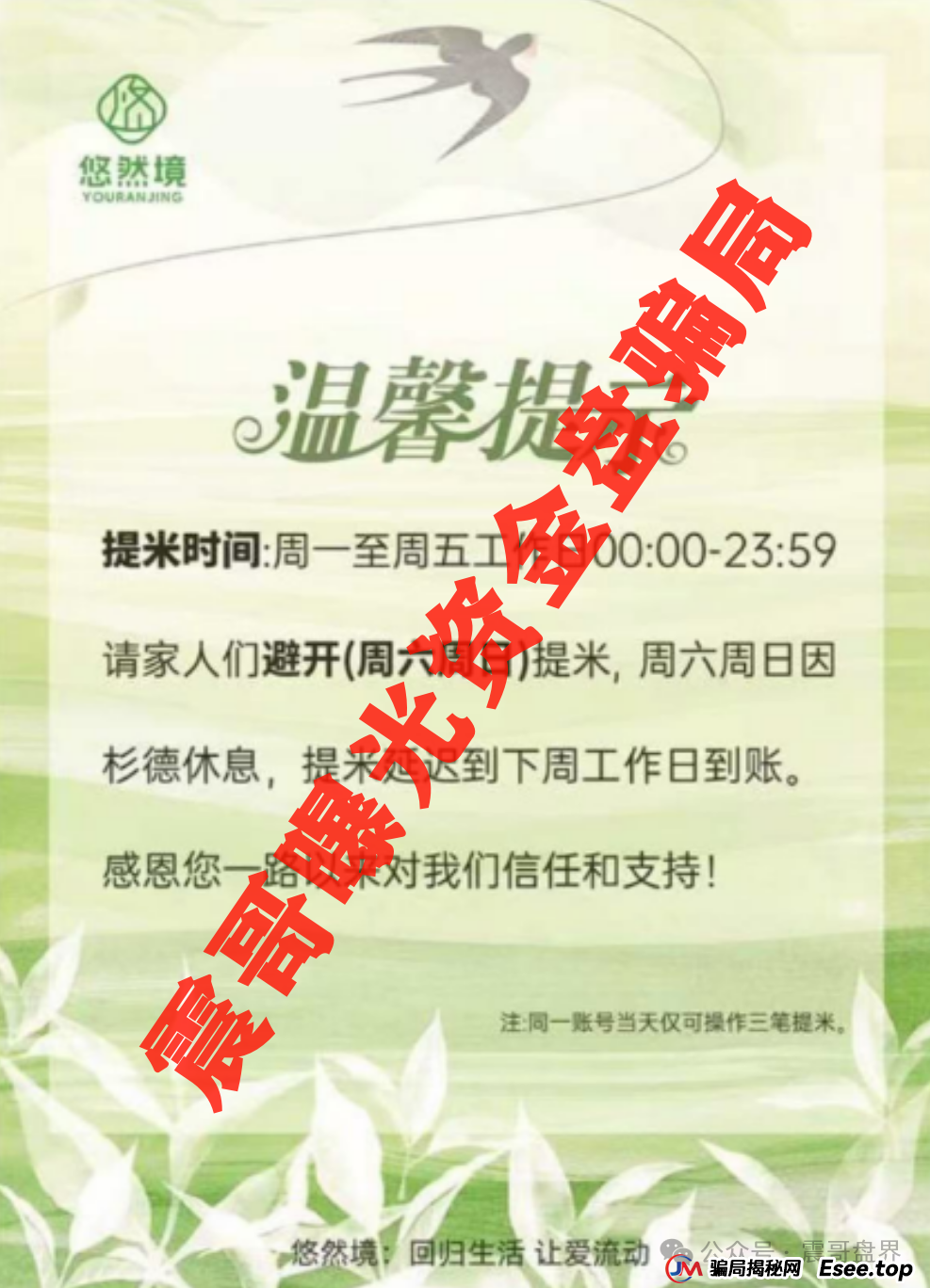 【悠然境暴雷预警】震哥曝提现异常！盘子要翻车？